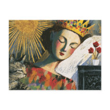 Fantasy Queen and Her Cat in Bed
