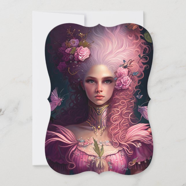 Fantasy Queen Rococo Lady Flat Card (Front)