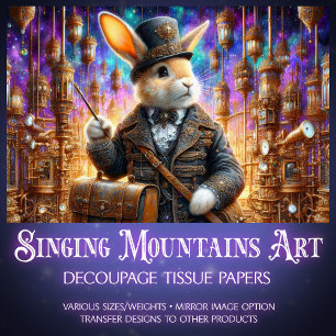 Fantasy Rabbit Mechanical Steampunk Decoupage Tissue Paper