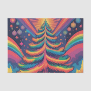 Fantasy Rainbow Christmas Tree and Ornaments Tissue Paper