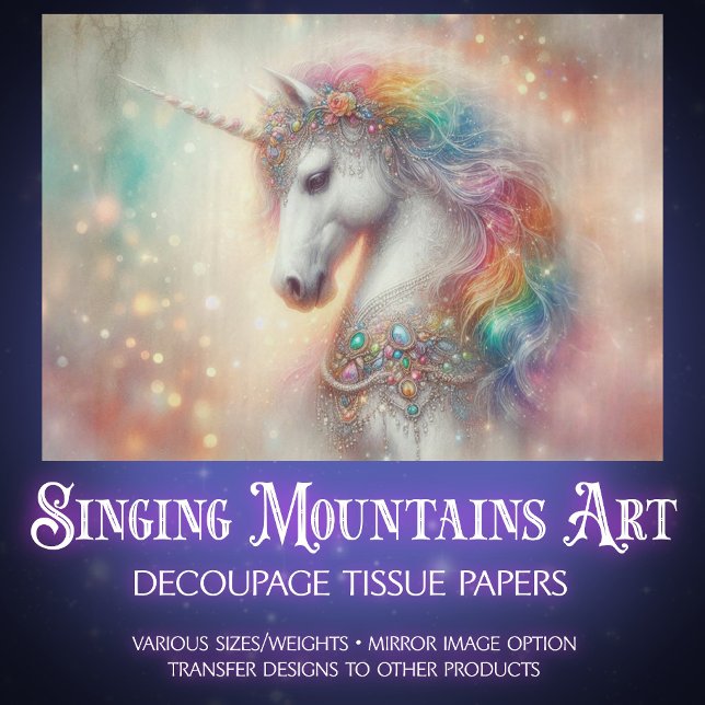 Fantasy Rainbow Decorative Unicorn Decoupage  Tissue Paper (Creator Uploaded)