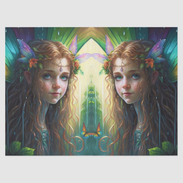  Fantasy Rainbow Fairy Girl Decoupage Tissue Paper (Front)