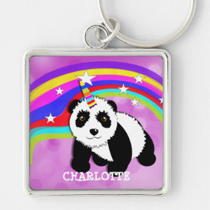 Fantasy Rainbow Panda Unicorn Cute Personalised Key Ring