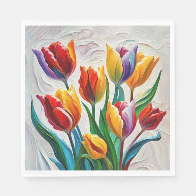 Fantasy Rainbow Tulip Bouquet Napkin (Front)