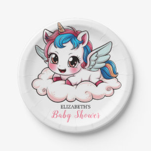 Fantasy Rainbow Unicorn Baby Shower Paper Plate
