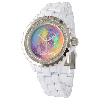 Fantasy Rainbow Unicorn Personalised Watch