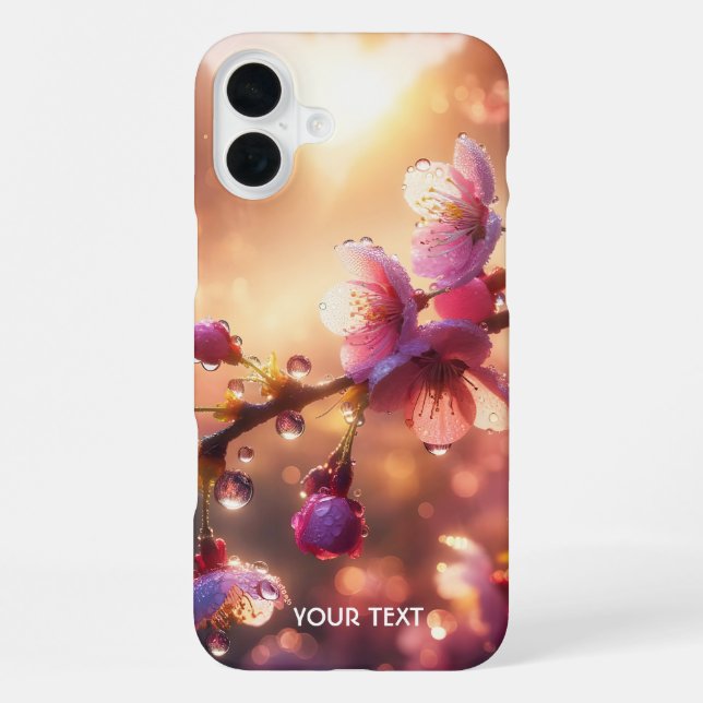 Fantasy Raindrops Cherry Petals iPhone Case (Back)