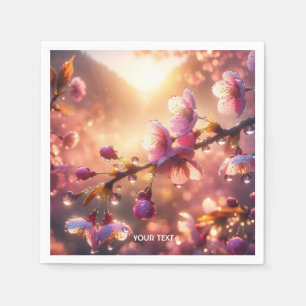 Fantasy Raindrops Cherry Petals Napkin