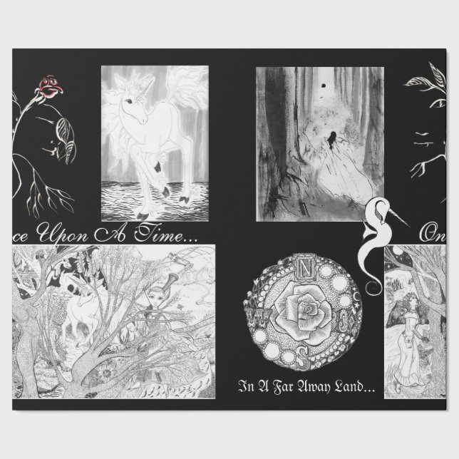 Fantasy Realm and Fairytale Calligraphy Art Wrapping Paper (Seam)
