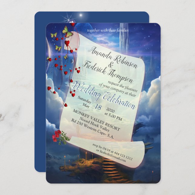 Fantasy Realms of Magic Scenery designs Invitation (Front/Back)