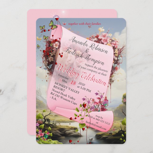 Fantasy Realms of Magic Scenery designs Invitation (Front/Back)