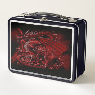 Fantasy Red Dragon Metal Lunch Box