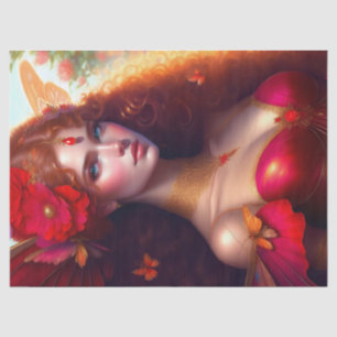 Fantasy Red Fairy Red Flowers Decoupage Tissue Paper