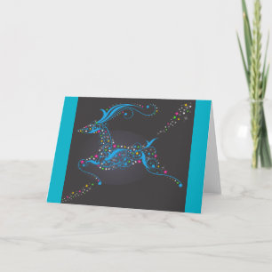 Fantasy Reindeer in Blue Holiday Card