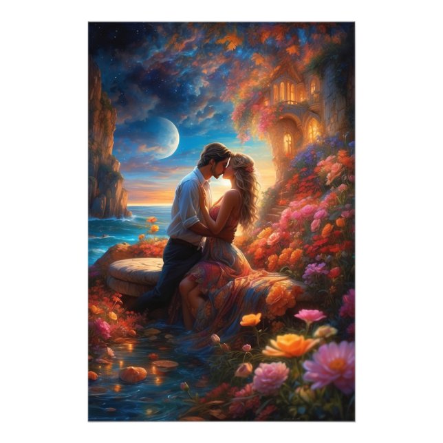 *~* Fantasy Romance AP51 Couple Moon Photo Print (Front)