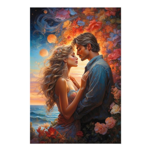 *~* Fantasy Romantic Full Moon AP51 Sunset Photo Print (Front)