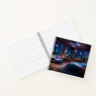 Fantasy room in the night Desk Mat Notebook