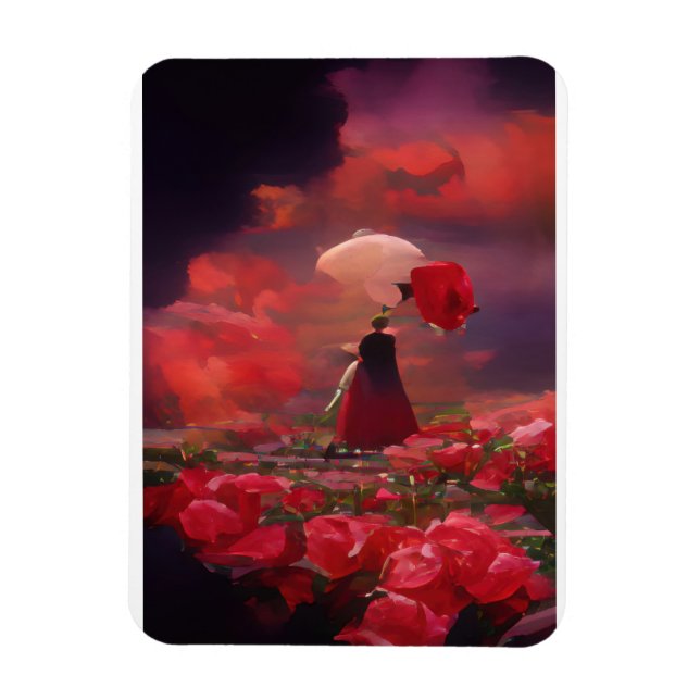 Fantasy Rose Field Under the Sky Magnet (Vertical)