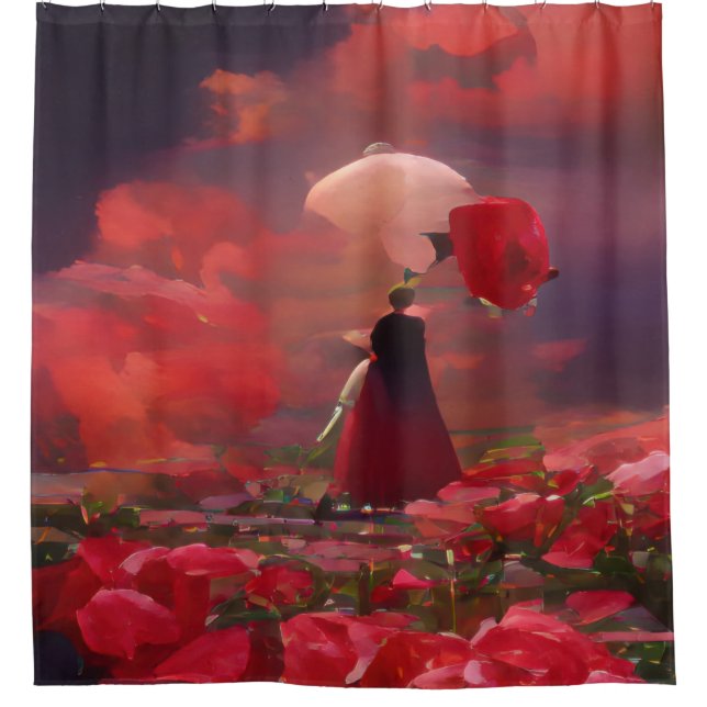 Fantasy Rose Field Under the Sky Shower Curtain (Front)