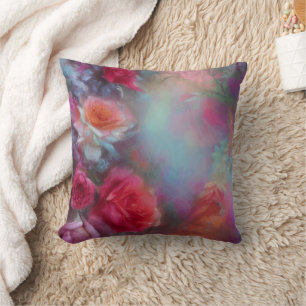 Fantasy Roses Painted In Peach Vintage Botanica Cushion
