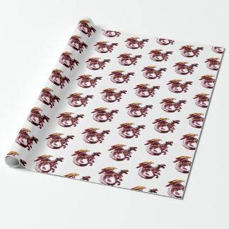 Fantasy Ruby Red Dragon Wrapping Paper White