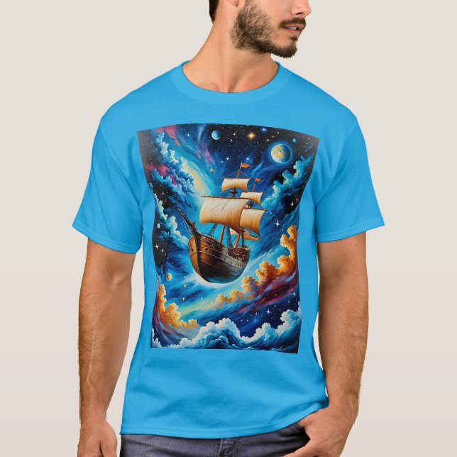 Fantasy Sailing Ship in Space Tee (Front)