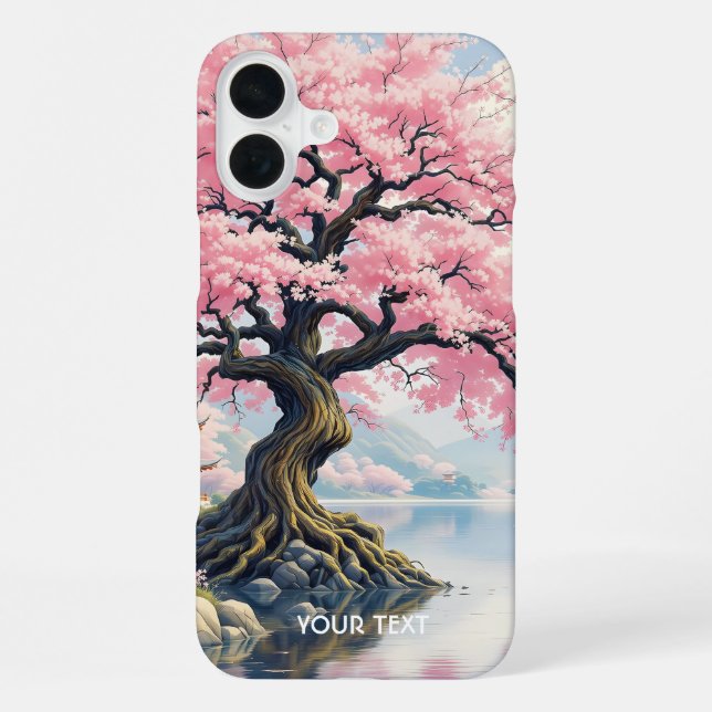 Fantasy Sakura Temples Lake iPhone Case (Back)