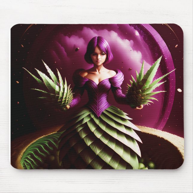 Fantasy Scene With Pineapple Girl Mouse Mat (Front)