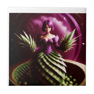 Fantasy Scene With Pineapple Girl Tile
