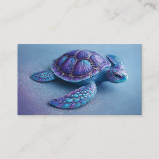 Fantasy Sea Turtle in Blue & Purple, Peaceful  Business Card