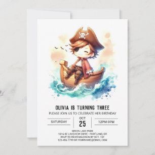Fantasy Ship Pirate Birthday Invitation