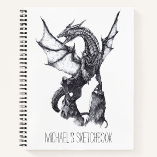 Fantasy Sketchbook Dragon Drawing Custom Name  Notebook