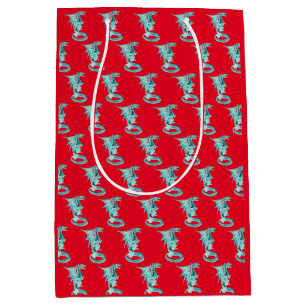 Fantasy Sky Blue Dragon – Majestic Fantasy Red Medium Gift Bag
