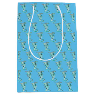 Fantasy Sky Blue Dragon Sky Blue Mythical Creature Medium Gift Bag
