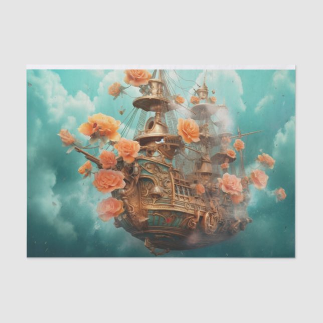 Fantasy Sky Pirate Ship Tissue Paper (Front)
