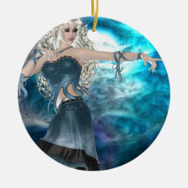 Fantasy Sky Siren Ceramic Tree Decoration (Front)