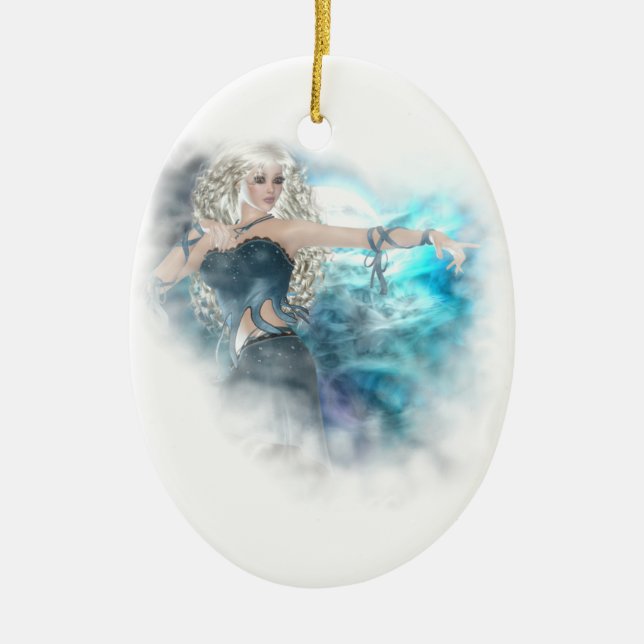 Fantasy Sky Siren Vignette Ceramic Tree Decoration (Front)