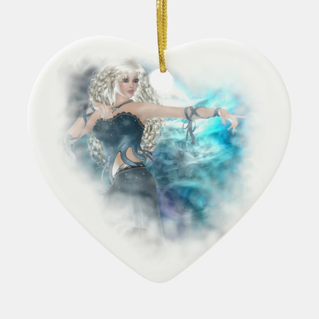 Fantasy Sky Siren Vignette Ceramic Tree Decoration (Front)