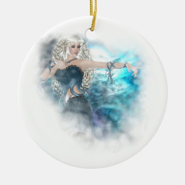 Fantasy Sky Siren Vignette Ceramic Tree Decoration (Front)