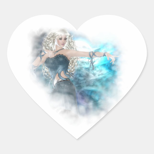 Fantasy Sky Siren Vignette Heart Sticker (Front)