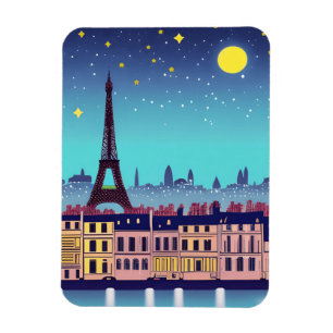 Fantasy Skyline of Paris Under the Stars Magnet