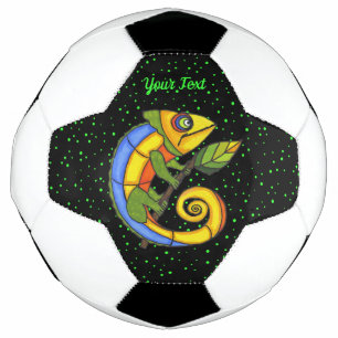 Fantasy Smiling Brightly Coloured Lizard Leaf Dots Football