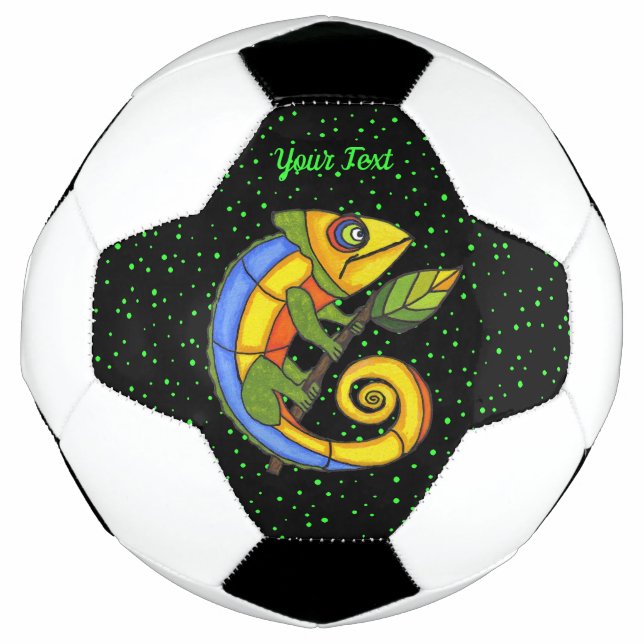 Fantasy Smiling Brightly Coloured Lizard Leaf Dots Football (Front)