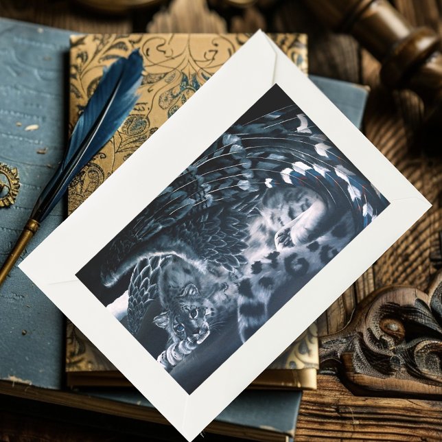 Fantasy Snow Leopard Wings Rectangular Sticker (Creator Uploaded)