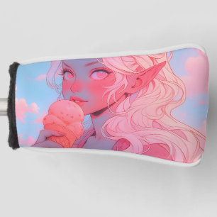 Fantasy Soft Pink Ice Cream Anime Girl Golf Head Cover