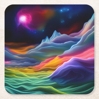 Fantasy Space Escape Square Paper Coaster