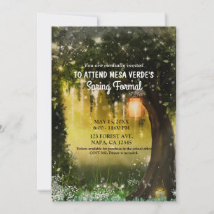 Fantasy Sparkle Enchanted Green Forest Prom  Invitation