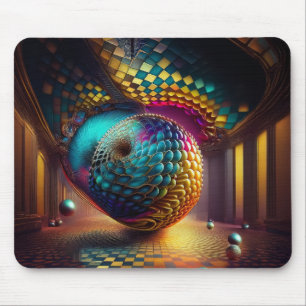 Fantasy Sphere in Checkerboard Hall Mouse Mat