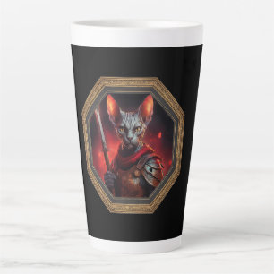 Fantasy Sphinx Cat Warrior In Frame Latte Mug