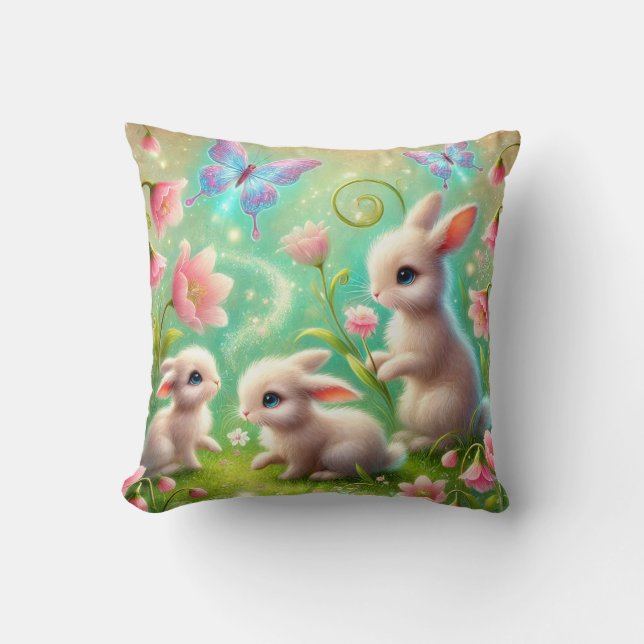Fantasy Spring Bunny Garden Cushion (Front)